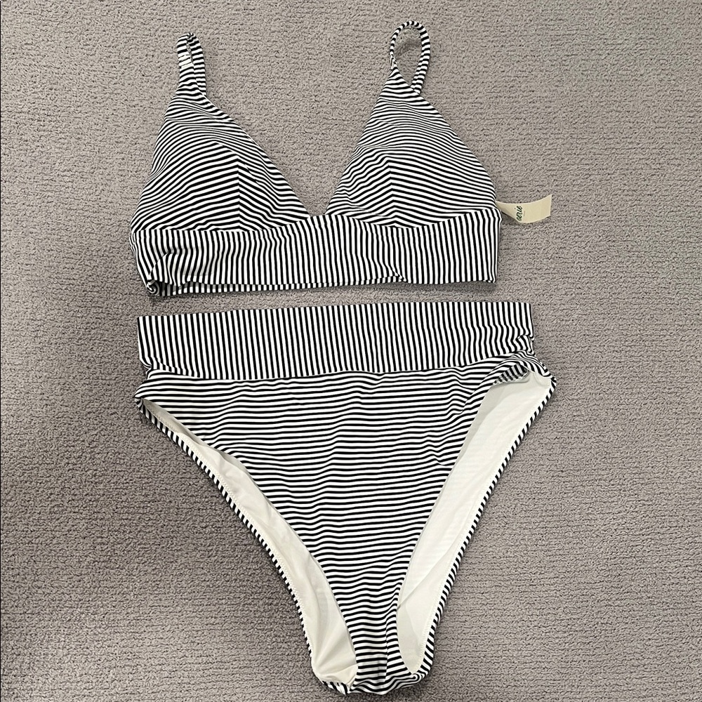 Aerie Black and White Striped Kids One Piece